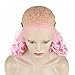 IMSTYLE Pink Curly Lace Front Wigs Women Cosplay Costume Daily Wear Bounce Fluffy Wig Hair Heat Resistant 26 Inch(Pink)