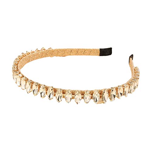 Crystal Rhinestone Gold Tone headband White/Mix color Gemstone Thin Hair Hoop goddess Daily hair accessory for Women Girls