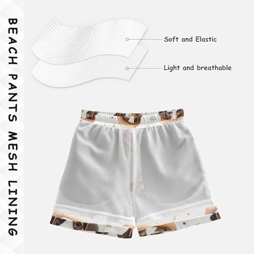 Pigsaly Boys Swim Trunks Cute Hamburger Beagle Dog Brown Puppy Boys Board Shorts Swimsuit Swimwear Summer Bathing Suit XS4