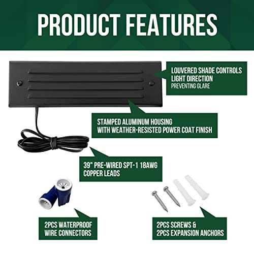 Gkoled 4 Pcs L Shaped Low Voltage Pathway Light With 6 Pcs Lengthened Led Step Light With Horizontal Louvered Faceplate #TOP6