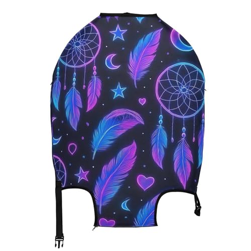 Joisal Luggage Cover for Suitcase Protector Trip Anti-scratch Funny Vacation Essentials Suitcase Sleeve Dreamcatchers Black Purple, S, Fits 18-20 Inch Case2
