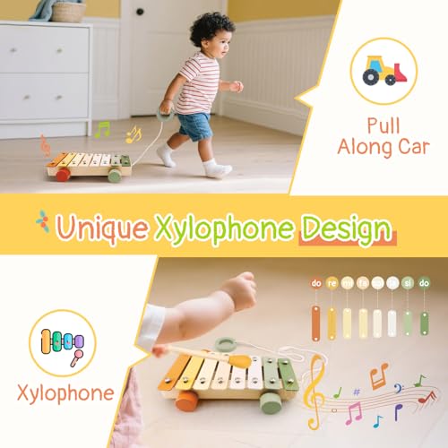 Pajojoqa 7pcs Musical Instruments Set 18M+ Montessori Toys 2 3 4 Neutral Colors Wooden Toys for Toddlers 3-5 Percussion Instruments Modern Boho Xylophone Sensory Gifts Boys Girls - image 6