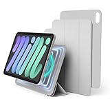 elago iPad Mini 8.3インチ 第6世代 用 磁気手帳型ケース - バックプレートは金属素材に装着可能 Apple Pencil & elagoのペンシルケース対応 スリムデザイン (ライトグレー) EPADMN6-MFLO
