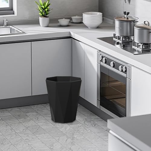 BMKKTOP 6L Small Trash Can Plastic Wastebasket Polygon Garbage Container Paper Basket Rubbish Bin for Bathroom, Kitchen, Bedroom, Home, Office, Dorms, Laundry Room (LightBlue)