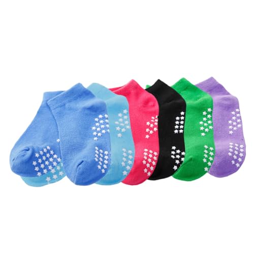Kids Non-Slip Yoga Socks Breathable Cotton Ankle Socks for Toddlers Anti-Friction Grip for 1-4 Year Comfortable and Sweat-Absorbent