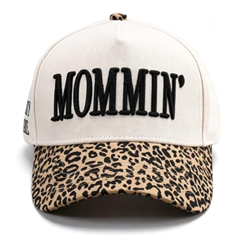 Image of Vintage Two-Tone Trucker Hat Adjustable Baseball Cap with Mommin Embroidery Ponytail Fit Unisex Outdoor Casual Headwear