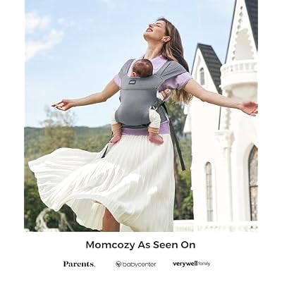 Momcozy Portable Baby Carrier Compact & Lightweight, Adjustable for Travel, Fold & Go Convenient Storage Hip Pouch, Wide Shoulder Straps, Soft Skin-Friendly Fabric, for Babies 1235 lbs (Grey)