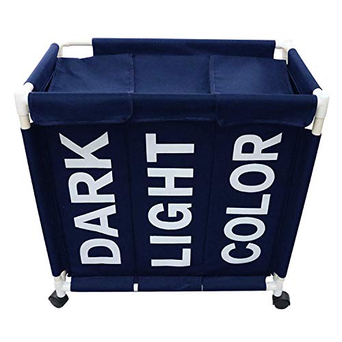 Berry Ave Tri-Part Laundry Basket Hamper with Wheels (Dark, Light, Color) – Tall