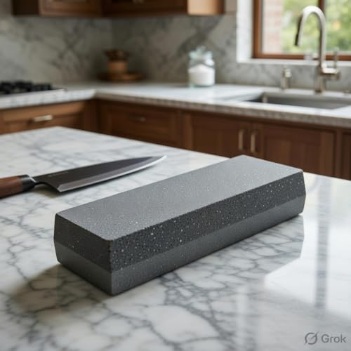 Image of Dual Grit Sharpening Stone, 400 /600 Grit, Double Sided Whetstone Knife Sharpener for Kitchen Knives, Scissors, Chisels, Garden Tools, Water Stone with Non-Slip Base
