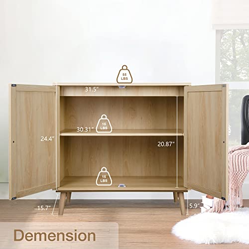 Qhitty Rattan Sideboard Buffet Cabinet, Accent Kitchen Storage Cabinet Console Table With Adjustable Shelves For Living Room, Dining Room, Bedroom (Natural) #TOP6