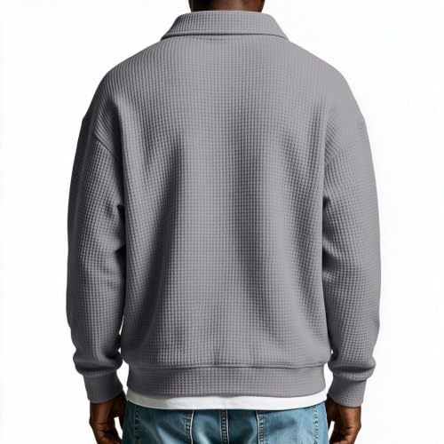 Cotton Polo Shirts for Men Classic Waffle Oversized Tshirts Novelty - image 6