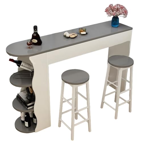 LLNWDNB Mesa de Bar Mesa Alta Mesa Cocina Mesa Pub Mesa de Bistro 3 Espacios Almacenamiento Mueble Bar Consola de Patio 2-4 Personas Cocina Pequeña Jardín Cafetería Apartamentos B,100 * 30 * 100