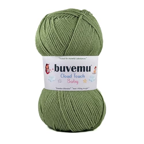 Image of Cloud Touch Baby - DK Weight Soft Anti-Pilling Yarn for Baby Clothes, Blankets & Amigurumi Crochet & Knitting, 90% Acrylic 10% Viscose derived from Bamboo, 3.53 Oz / 262 Yards (Aspargus, 1 Pack)