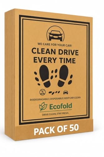 Image of Ecofold Disposable & Eco-Friendly Car Floor Paper Mat | Universal Car Floor Mat for All Cars, Trucks & SUV | Pack of 50 Pieces | 43 x 47 cm | Golden Brown