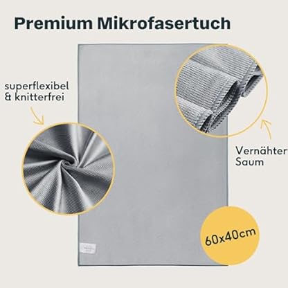 SILBERTHAL Geschirrhandtücher 3er Set Mikrofaser 40x60cm - Reinigungstuch für Edelstahl und Glas - Extra weich & Ultra saugstark - Silber – Bild 4