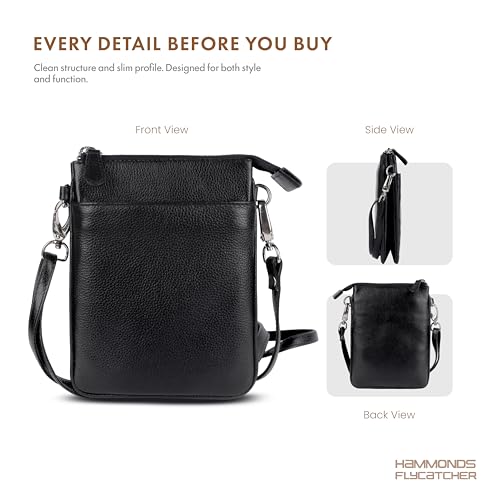 Image of HAMMONDS FLYCATCHER Genuine Leather Sling Bag for Women Stylish Crossbody Bag for Women Compact Lightweight Ladies Sling Bags for Woman with Adjustable Strap for Daily Use