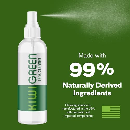 Optigear Kit de spray de limpeza de lentes Kiwi Green | 2 limpadores de lentes + 2 panos de microfib