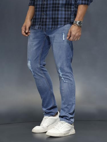 Image of WROGN Men's Cotton Stretch Jeans | Solid Design | Slim Fit