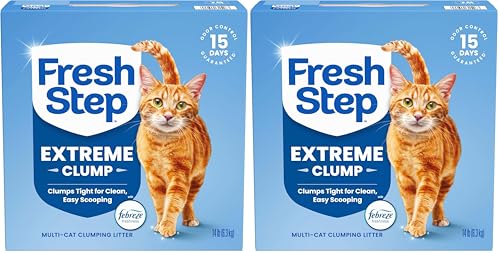 Image of Fresh Step Extreme Multi Cat Clumping Litter with Febreze Freshness, Low Dust, Odor Control with Ammonia Block Tech, Compatible in Automatic Litter Boxes, 14 lb. Box (Pack of 2)