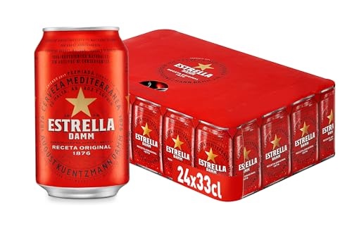 Estrella Damm Cerveza - Caja de 24 Latas x 330 ml - Total: 7.92 L