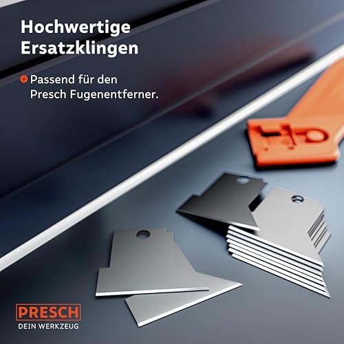 Presch Ersatzklingen 10 Stk. - Präzise Ergebnisse dank hoher Schärfe - Inkl. praktischer Aufbewahrungsbox - Passend für Presch Fugenentferner