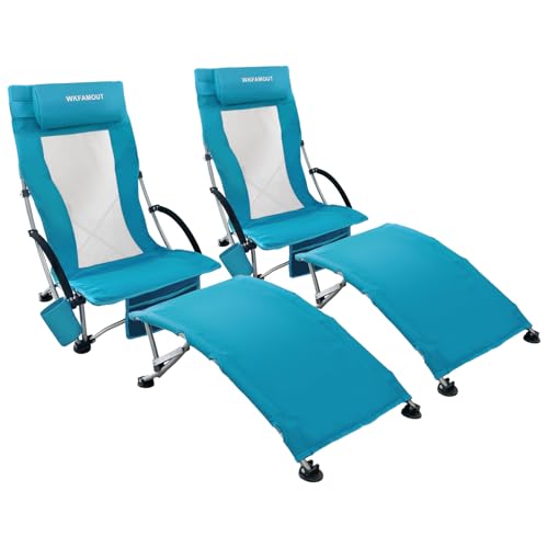 WKFAMOUT Strandstuhl Klappbar mit Gepolsterten Fußstütze 2er Set bis...
