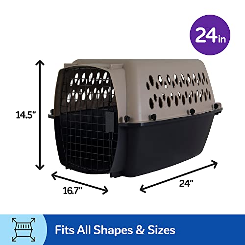 Petmate Vari Dog Kennel Portable Carriers & Crates for Smaller Dogs or Puppies and Pets 10 to 20 lbs, Airline-Friendly Plastic Pet Carrier Home and Travel, 24" Long, Taupe & Black, 24” x 16.7” x 14.5” by Petmate - Used condition - Image 6
