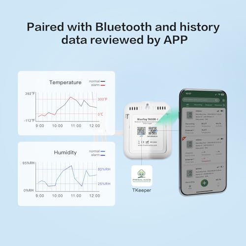 Image of Freshliance Room Thermometer Indoor, Bluetooth Temperature Humidity Sensor, Refrigerator Freezer Thermometer, Digital Remote Temp Monitor Sensor with Smart APP, BlueTag TH30R-I (1PCS Temp Probe）