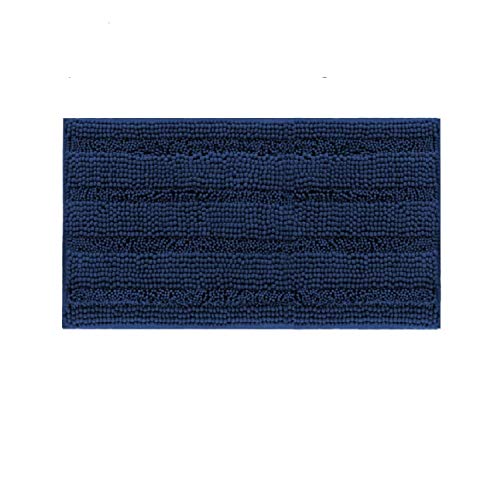 DomoWin Alfombra De Baño, Alfombra de Baño Antideslizante Alfombrillas Absorbente Tapete del Piso de Microfibra de Chenilla Lavable a Máquina Alfombra de Ducha (Azul Marino, 43_x_60_cm)