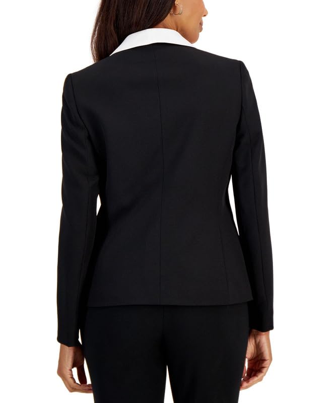 Kasper Women's Petite One-Button Colorblocked Blazer (Black/White, 6P)2