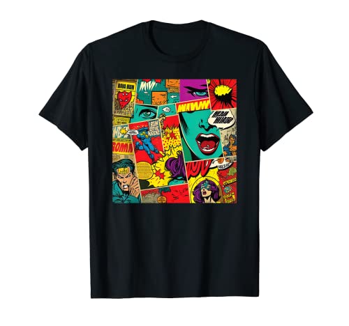 Divertida camiseta retro de cómic pop art divertida de dibujos animados cómics manga camiseta Camiseta