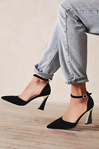 Juliet Holy Womens Pumps Point Closed Toe Heels Buckle Ankle Strap D'Orsay Heeled Sandals4