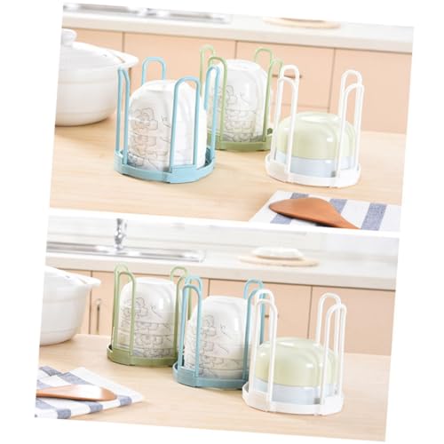JEWEDECO Plastic Bowl Organizer with Draining Rack for Kitchen Countertop White Multi-Functional Dish Drying Stand and Storage Accessory Space-Saving Kitchen Gadget for Small Apartments