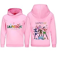 guangyoucai Kpop Girls Hoodie Unisex Kids Long Sleeves Pink Cartoon Print Jumper Top Ages 2-13 Years(Pink-140cm)