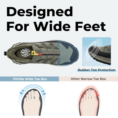Image of FitVille Extra Wide Sneakers for Men Slip-on Shoes, Soft Comfortable Mens Running Shoe, Slip Resistant Hiking Walking Shoes with Arch Support & Wide Toe Box
