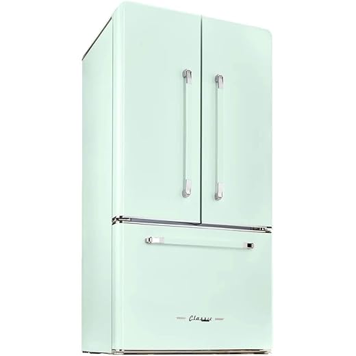 UNIQUE UGP595LLGAC 21.4 Cu. Ft. Summer Mint Green Classic Retro Counter-Depth French Door Refrigerator