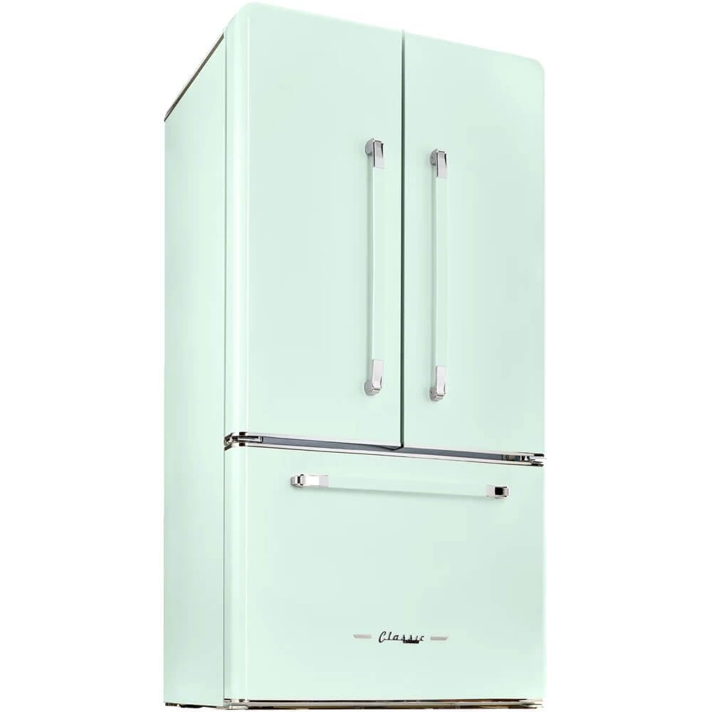 UNIQUE UGP595LLGAC 21.4 Cu. Ft. Summer Mint Green Classic Retro Counter-Depth French Door Refrigerator