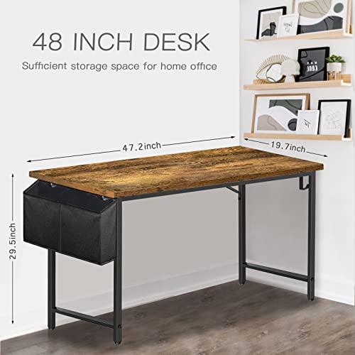 Lufeiya Home Office Desks 47 Inch Desk For Bedroom Modern Simple Student Study Table 48 Vintage Writing Computer Desk, Rustic Brown #TOP2