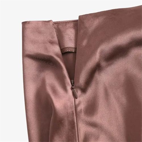 Women Satin Silk Skirts Casual Solid Party Vintage Work Long High Waist Skirt4