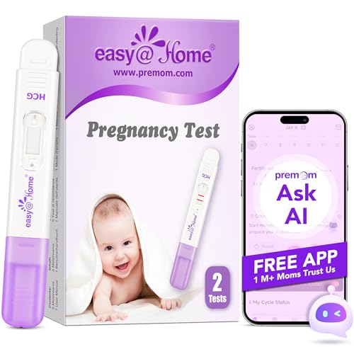 Easy@Home 2 Test de Embarazo Ultrasensible: Prueba Temprana de Alta Sensibilidad 10 mIU/mL - Predictor Rápido de Gravidez para la hCG Disponible con la App Premom