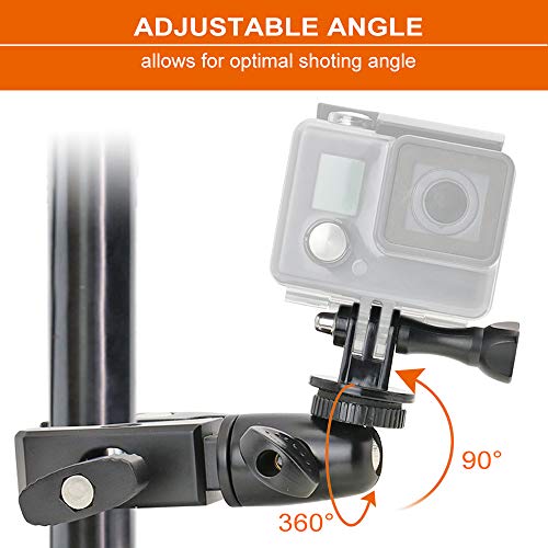 Exshow Camera Motorcycle Mount For Gopro, 360 Rotation Metal Action Camera Clamp Holder With 1/4-20 Thread For Moto Bike Bicycle Handlebar, For Gopro Hero 9 8 7 6 5 4 Black, Sjcam, Canon, Dslr Etc #TOP3