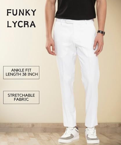 Image of MALENO Slim Fit Ankle Length Cotton Lycra Blend Formal Trouser for Men | Stretchable Ankle Length Formal Pant for Men