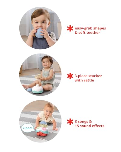 Image of Skip Hop Baby Crab Crawl Toy Stack & Crawl 4-in-1 Sensory Development Infant Tummy Time Toy with Lights Sounds and Music Age 5m+