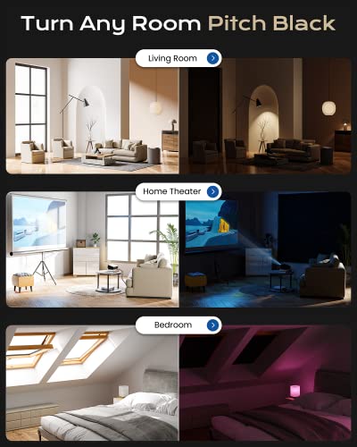 Otuoer 100% Portable Blackout Curtains,Blackout Blinds For Windows 65" X 57",Travel Blackout Shades Strong Self Adhesive And Hook & Loop Tabs Stick On,For Bedroom,Baby Nursery,Travel Use Black #TOP5