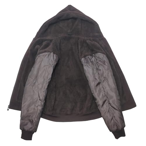 VEVONE Moletom masculino com capuz e zíper pesado de inverno forrado com lã de ovelha jaqueta quente