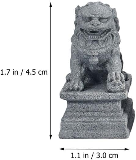 Miniatura 3 de Par de mini estatuas de león de Fu Foo Dogs Guardian, decoración de Feng Shui para el hogar, la oficina y el escritorio, evita la energía malvada,