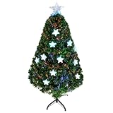 HOMCOM Albero di Natale Artificiale 120cm con Fibre Ottiche e LED Verde...