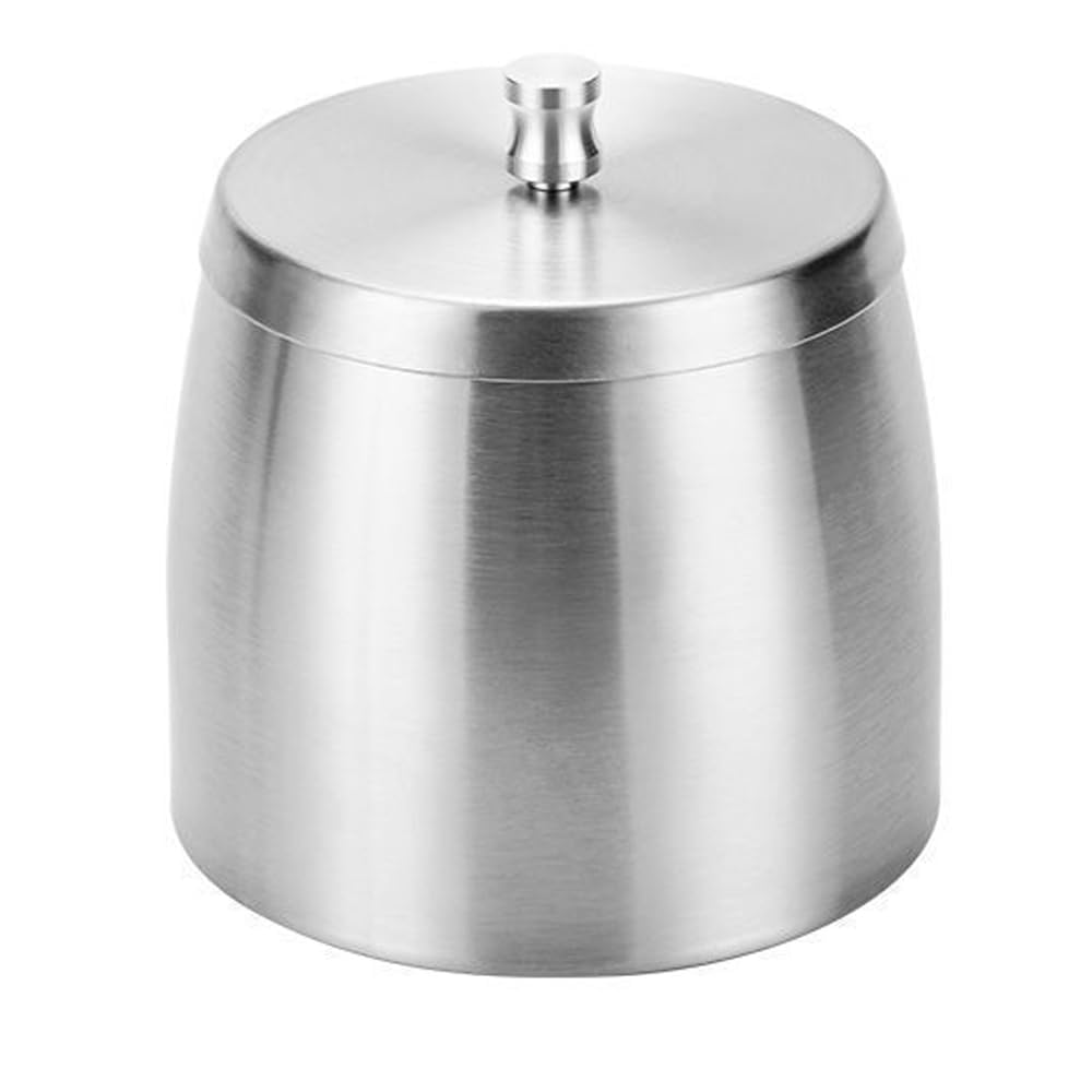 Cigarette Ashtray with Lid, Stainless Steel Covered Windproof Ash Tray for Indoor Outdoor Patio Home Office Living Room Hotel (Silver)