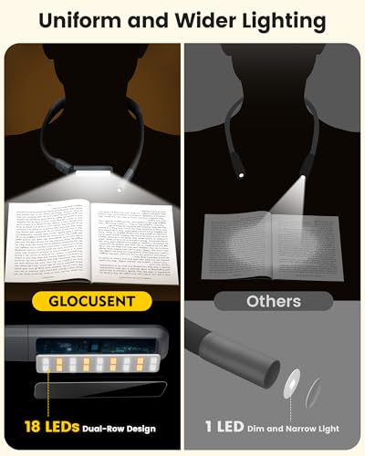 Image of Glocusent Bendable Neck Light, 100 Hours Reading Light for Book Lover Gifts