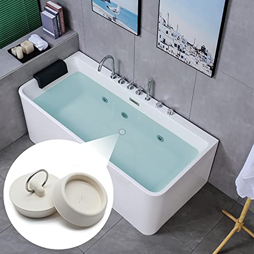Bonsicoky 2Pcs Rubber Drain Stopper Fits 1-5/8 Inch to 1-3/4 Inch, Bathtub Drain Plug with Hanging Ring, Bathtub Stopper Plug for Kitchen and Bathroom, White - Thumbnail 7